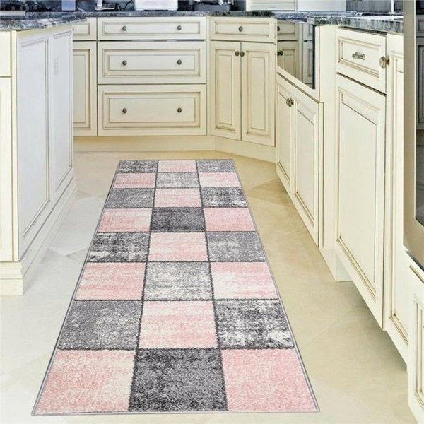 Lbaiet Lbaiet CH520P57 Pink Lyanna 5 x 7 ft. Rectangle Area Rug; Pink; White & Gray CH520P57 Pink